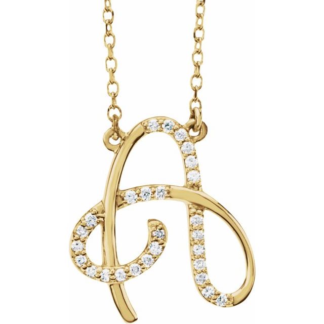 14K Yellow 1/10 CTW Natural Diamond Initial A 16 Necklace