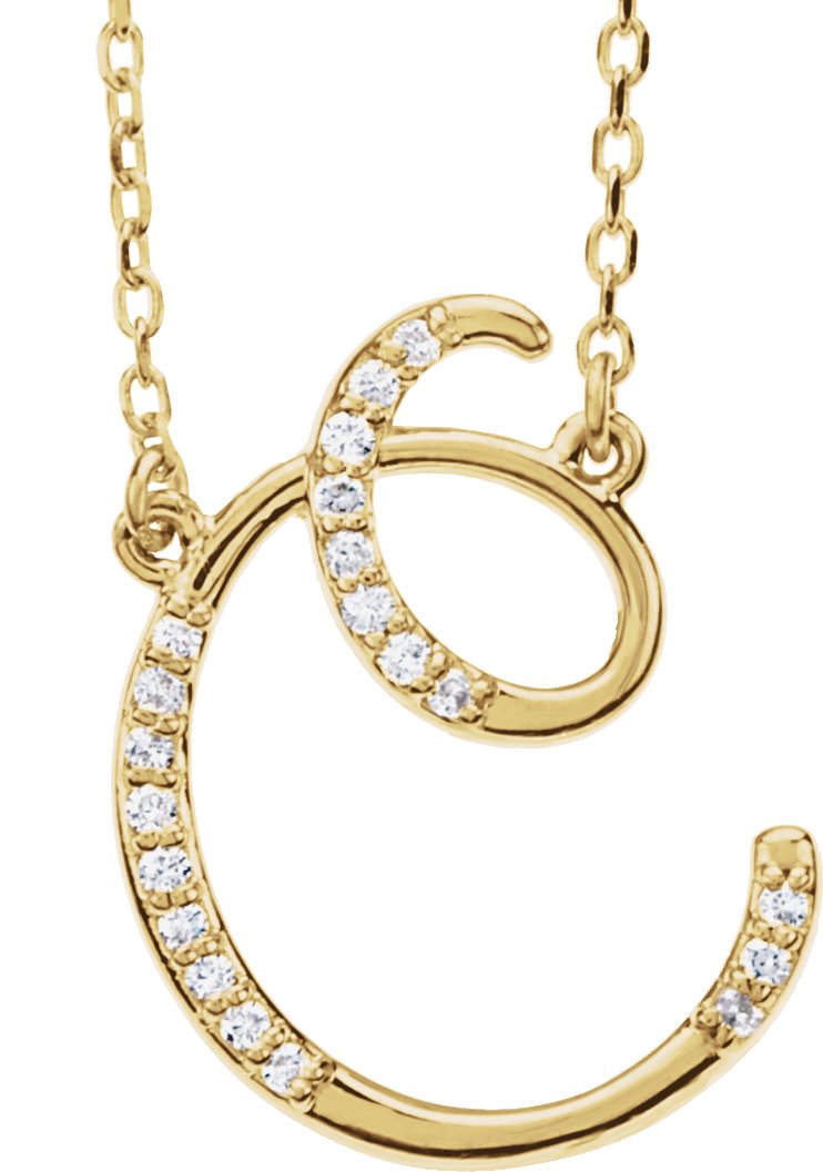 14K Yellow 1/10 CTW Natural Diamond Initial C 16" Necklace