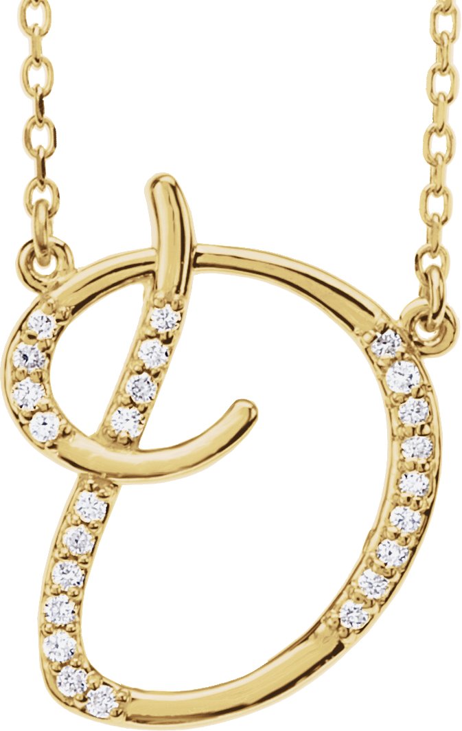 14K Yellow 1/10 CTW Natural Diamond Initial D 16" Necklace