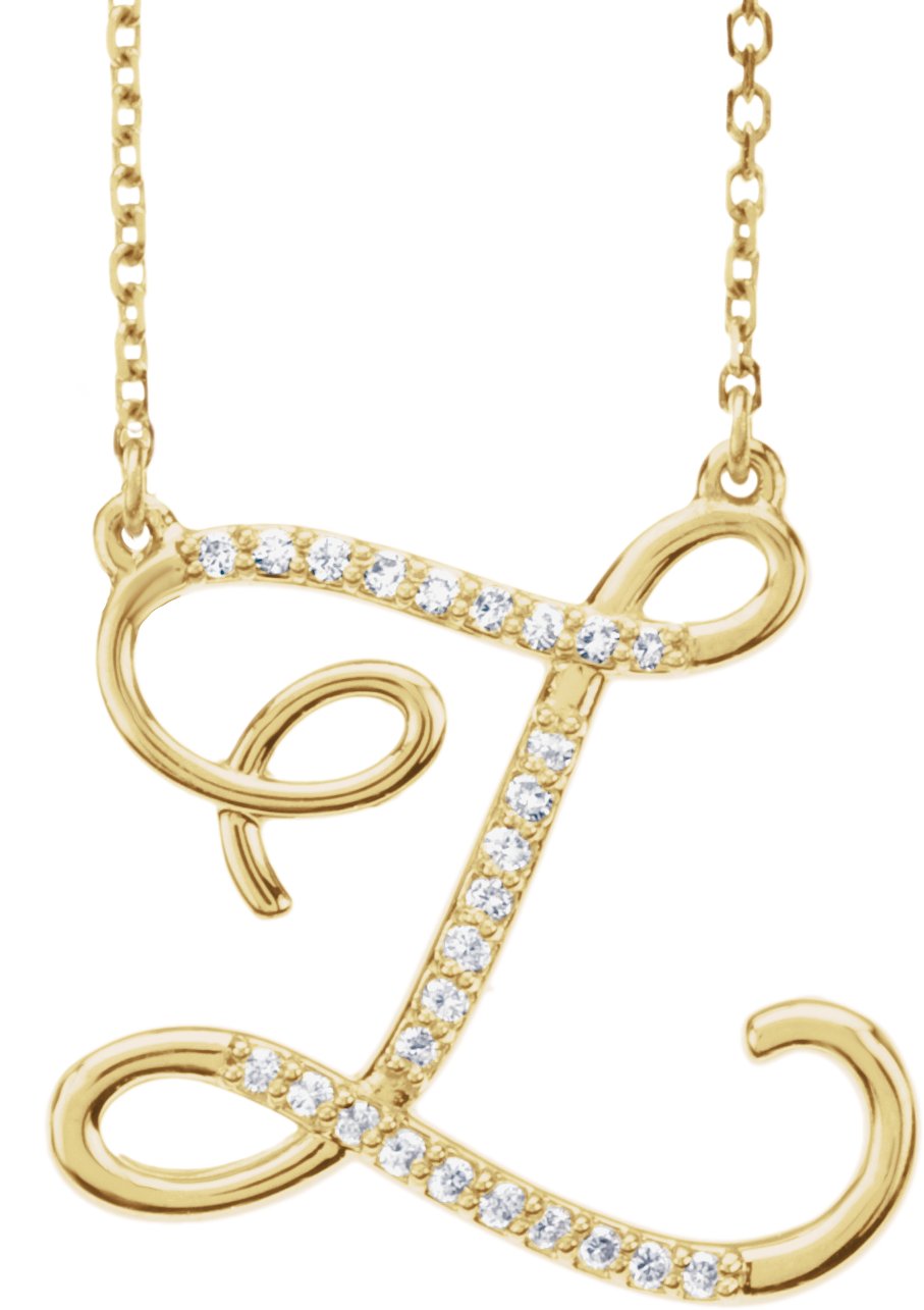 14K Yellow 1/10 CTW Natural Diamond Initial Z 16" Necklace