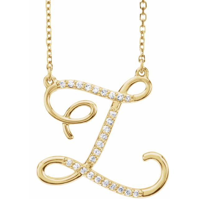14K Yellow 1/10 CTW Natural Diamond Initial Z 16" Necklace