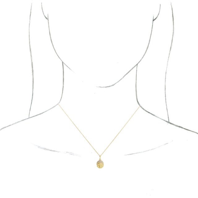 14K Yellow 1/8 CTW Natural Diamond Buddha 16-18 Necklace
