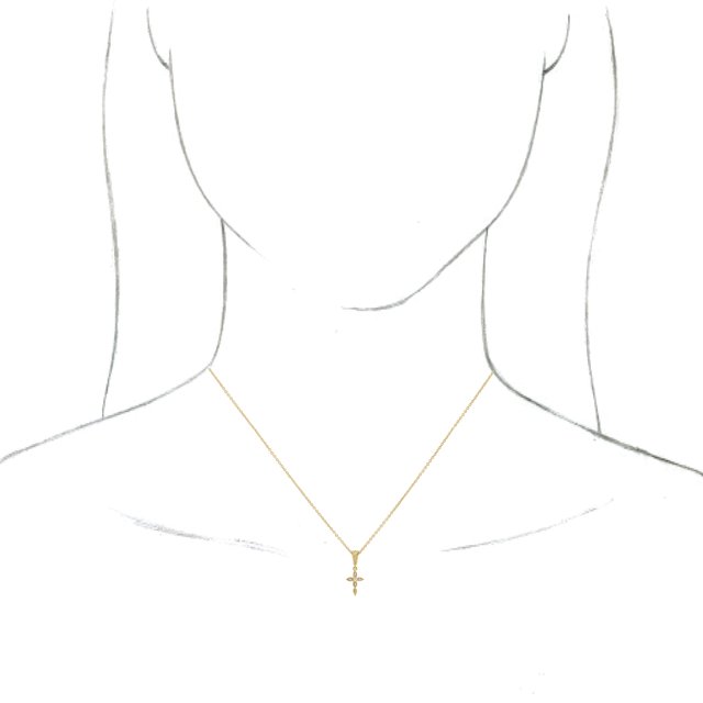 14K Yellow .03 CTW Diamond Petite Vintage-Inspired 16-18 Cross Necklace
