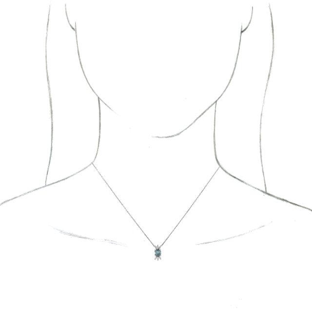 14K White Natural Aquamarine & 1/5 CTW Natural Diamond 16-18 Necklace