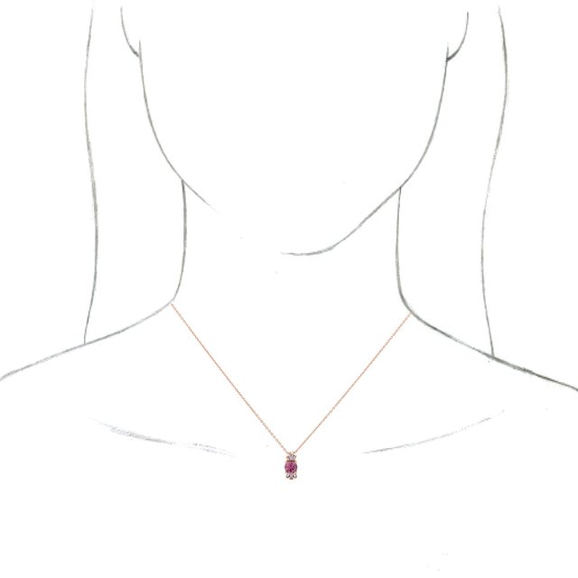 14K Rose Natural Pink Tourmaline & 1/6 CTW Natural Diamond 16-18 Necklace