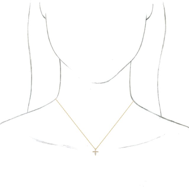 14K Yellow 1/6 CTW Diamond Marquise Cross 18 Necklace