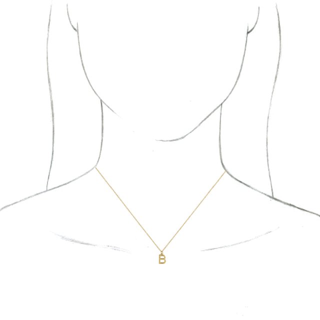 14K Yellow Initial B Dangle 18 Necklace
