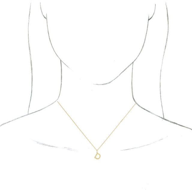 14K Yellow Initial D Dangle 16 Necklace