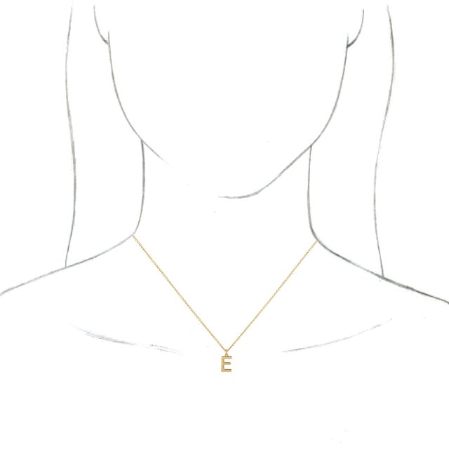14K Yellow Initial E Dangle 16 Necklace