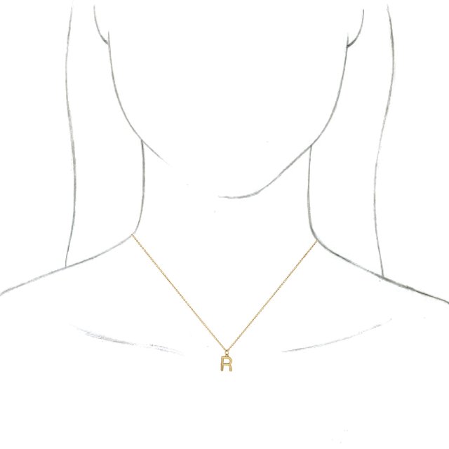 14K Yellow Initial R Dangle 18 Necklace