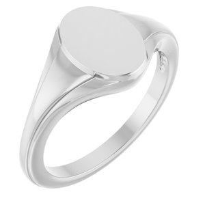 Sterling Silver 10.4x7.1 mm Oval Fluted Signet Ring