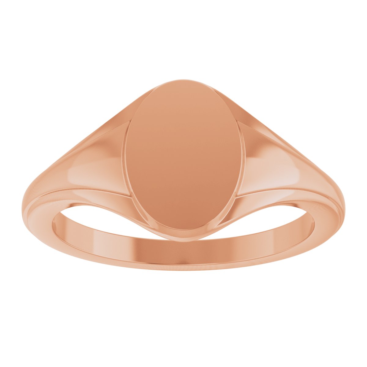 14K Rose 10.4x7.1 mm Oval Fluted Signet Ring