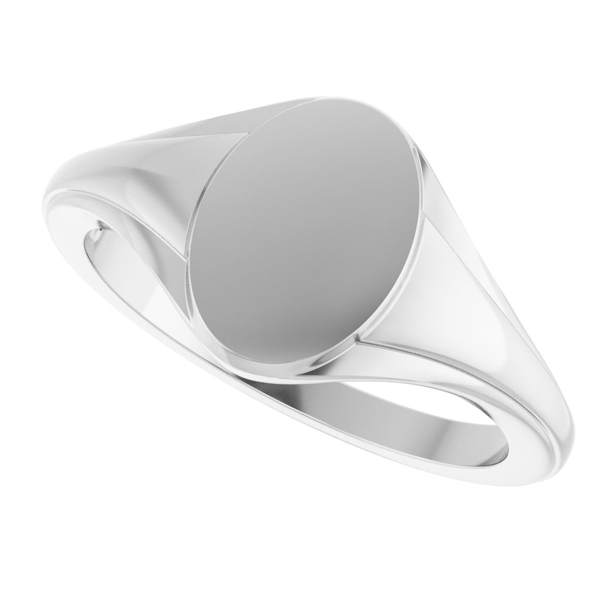 Sterling Silver 10.4x7.1 mm Oval Fluted Signet Ring