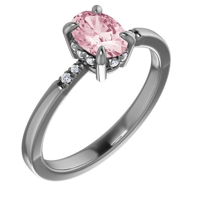 14K Rose Natural Pink Morganite & .06 CTW Natural Diamond French-Set Ring