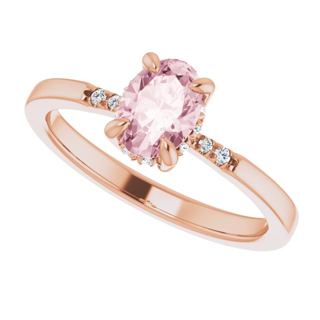 14K Rose Natural Pink Morganite & .06 CTW Natural Diamond French-Set Ring