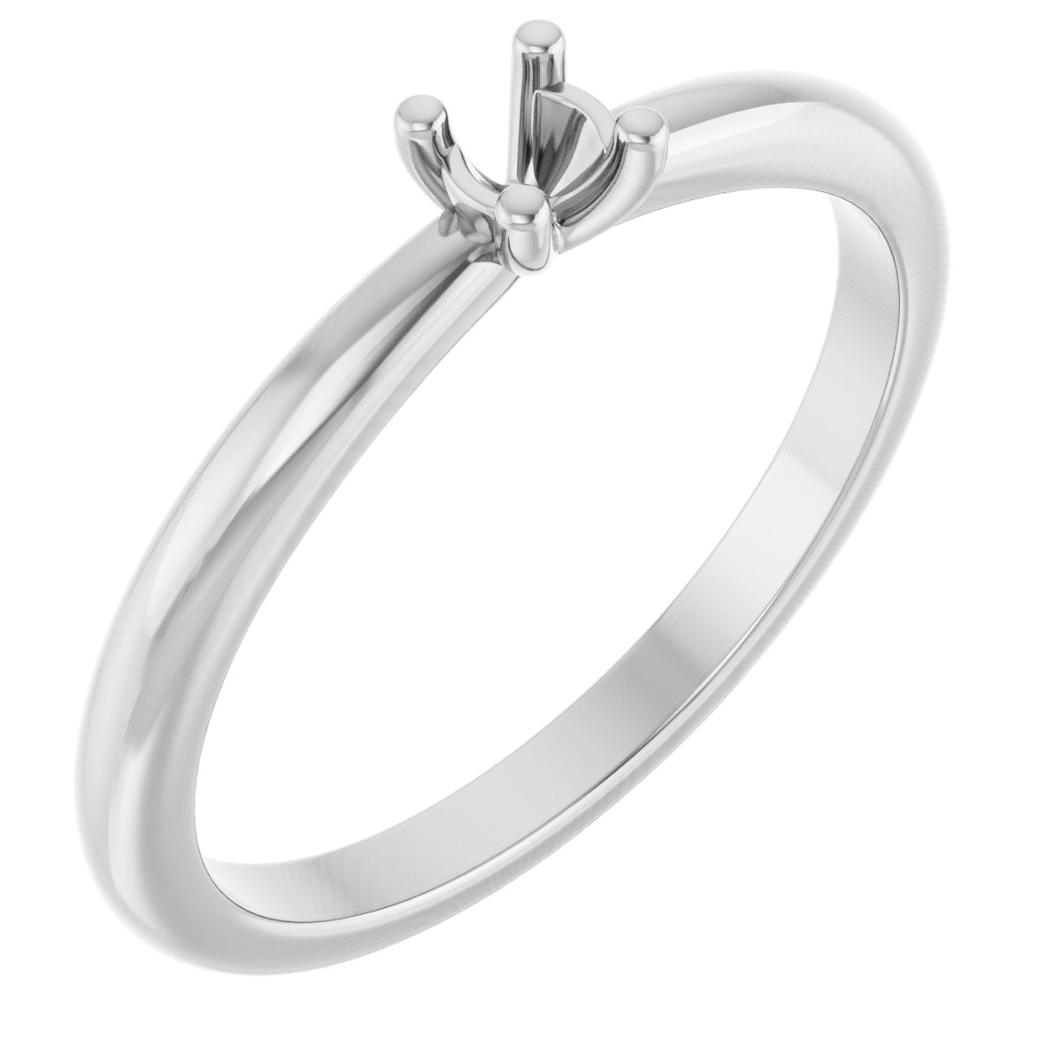 14K White 1-Stone Family Stackable Woven Ring Mounting