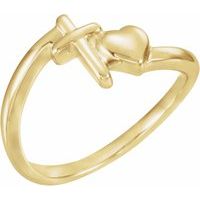10K Yellow Cross & Heart Chastity Ring
