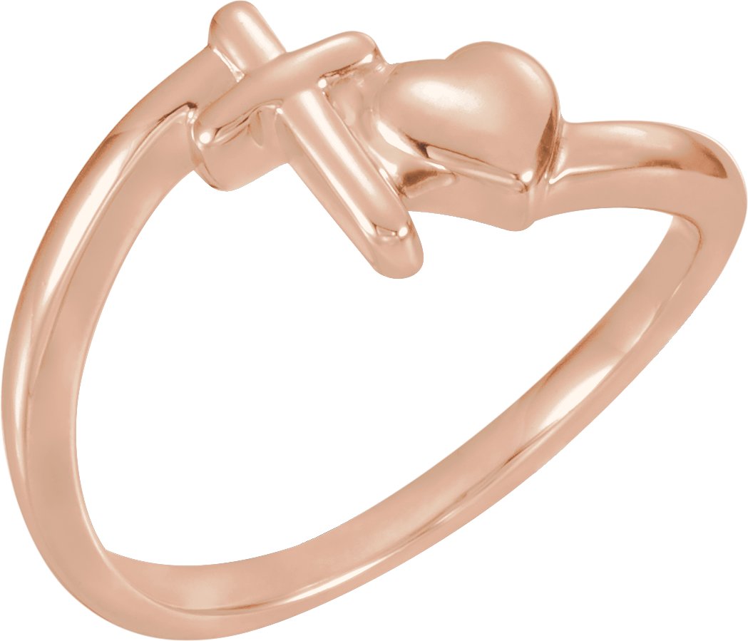 10K Rose Cross & Heart Chastity Ring