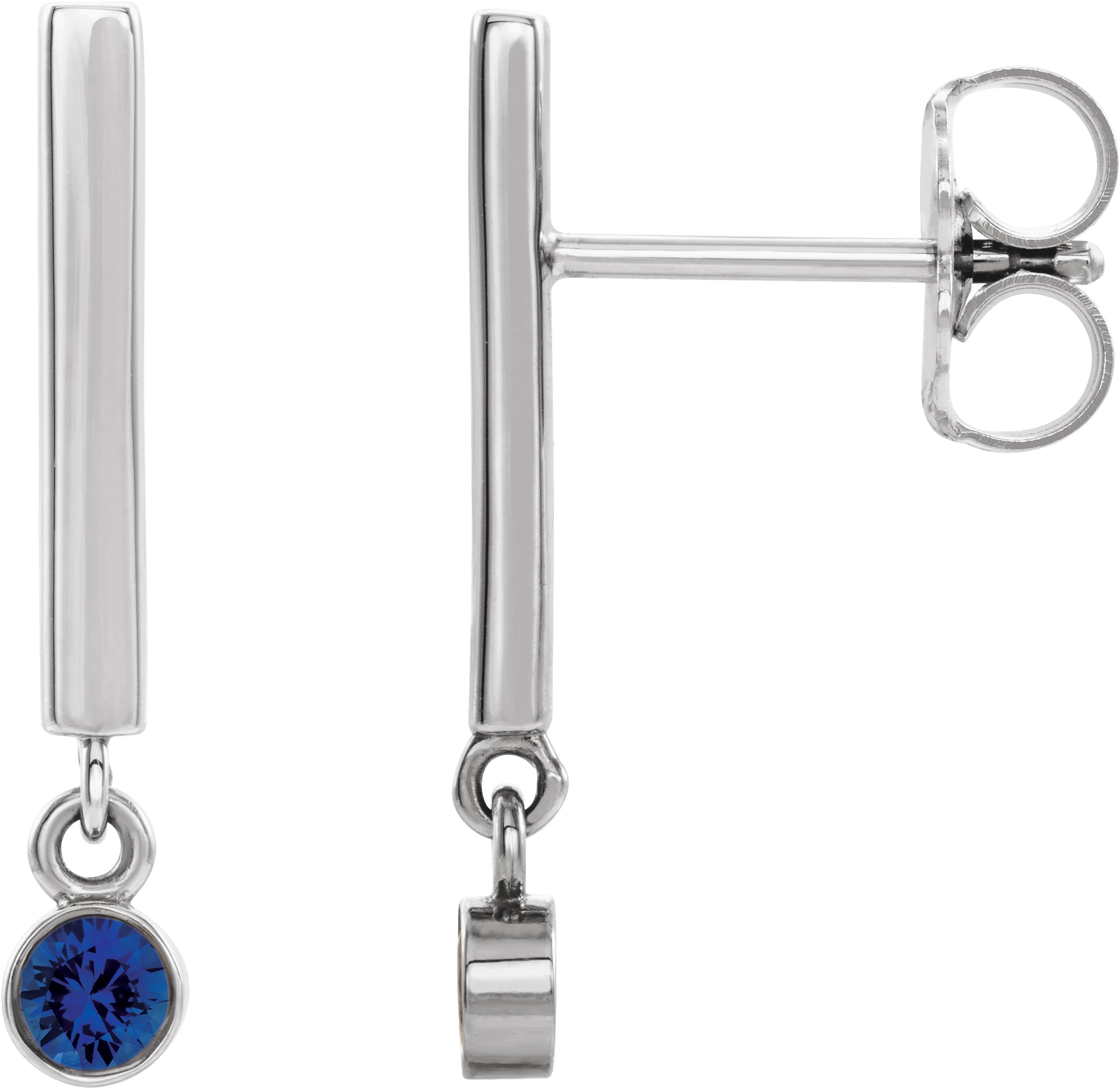 Sterling Silver Blue Sapphire Bar Earrings Ref. 15656146