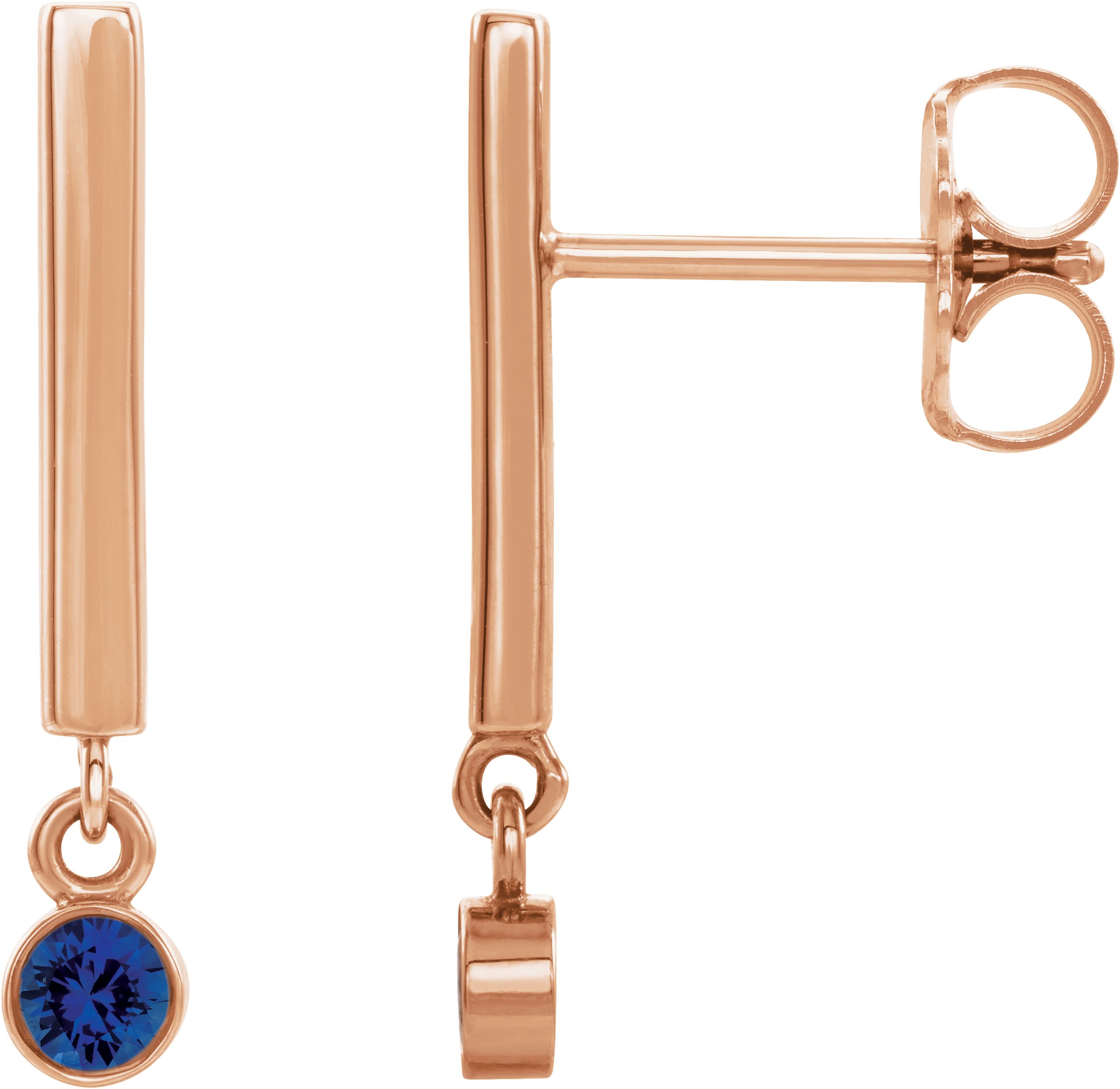 14K Rose Blue Sapphire Bar Earrings Ref. 15656112