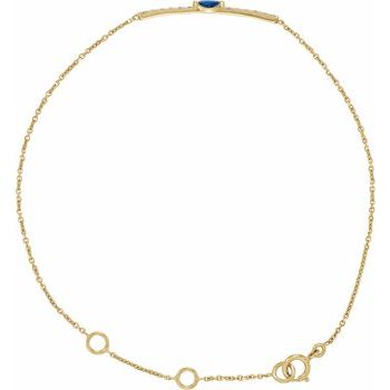 14K Yellow Blue Sapphire and .06 CTW Diamond Bar 5 7 inch Bracelet Ref. 17325005