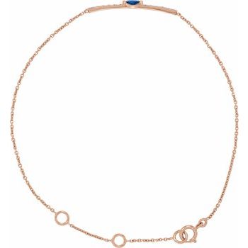 14K Rose Blue Sapphire and .06 CTW Diamond Bar 5 7 inch Bracelet Ref. 17325006