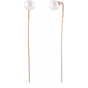 14K Rose Freshwater Cultured Pearl Threader Earrings Ref. 17325065
