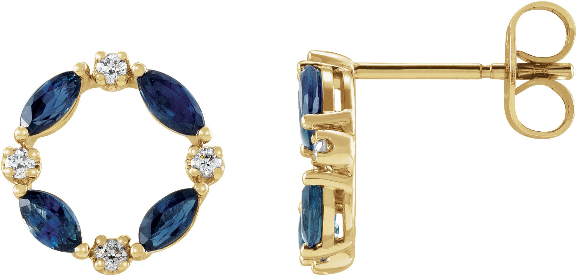14K Yellow Blue Sapphire and .1 CTW Diamond Circle Earrings Ref 17325067