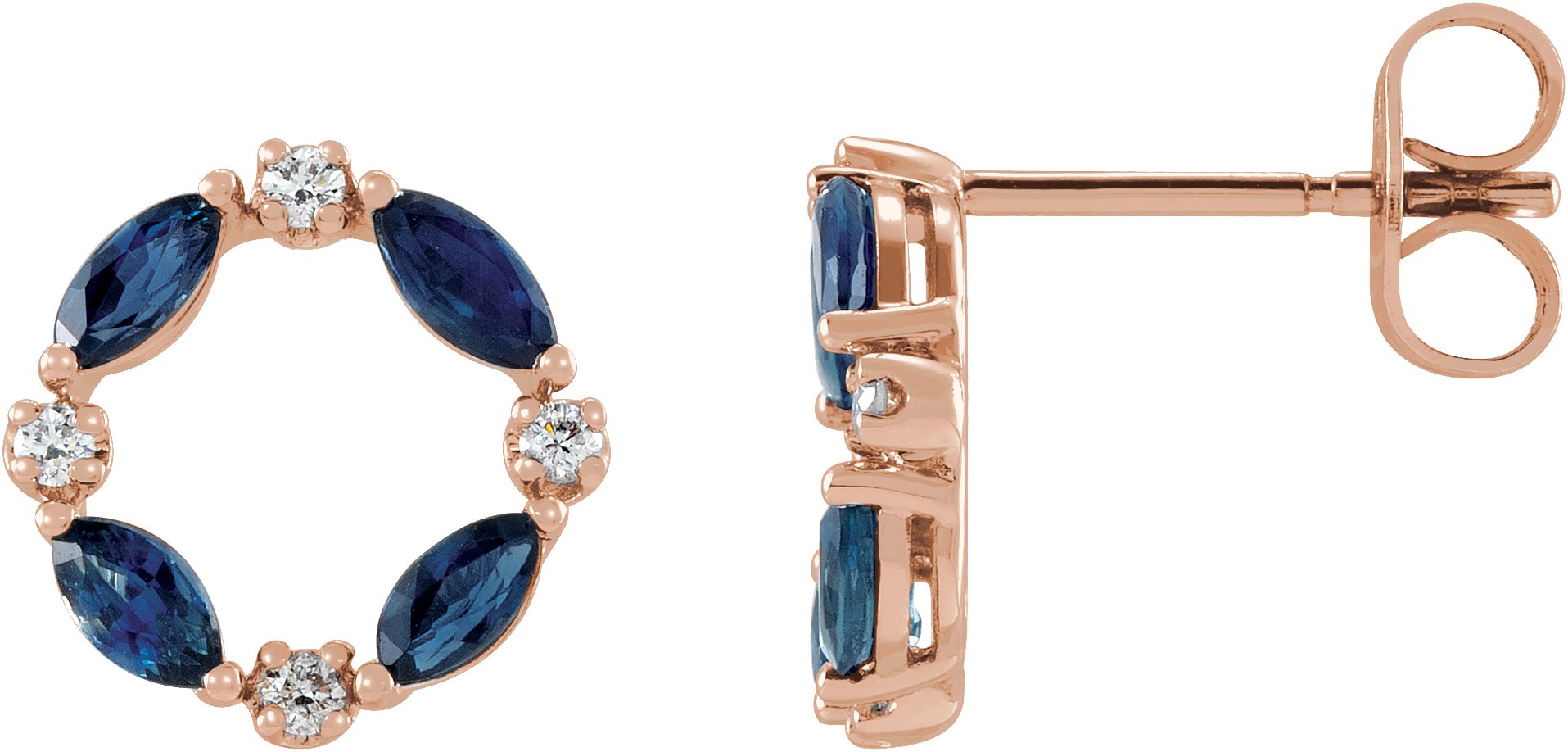 14K Rose Blue Sapphire and .1 CTW Diamond Circle Earrings Ref 17325068