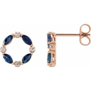 14K Rose Blue Sapphire and .1 CTW Diamond Circle Earrings Ref 17325068