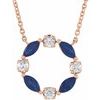 14K Rose Blue Sapphire and .1 CTW Diamond Circle 18 inch Necklace Ref 17325074