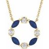 14K Yellow Blue Sapphire and .1 CTW Diamond Circle 18 inch Necklace Ref 17325073