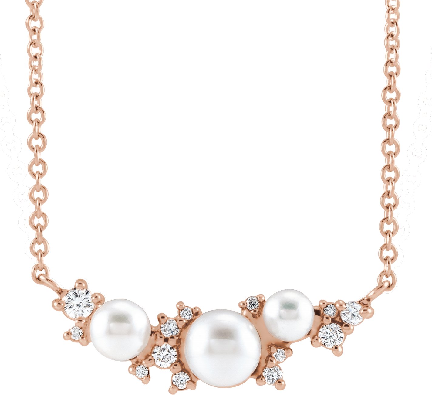 14K Rose Akoya Cultured Pearl & .08 CTW Diamond 18" Necklace