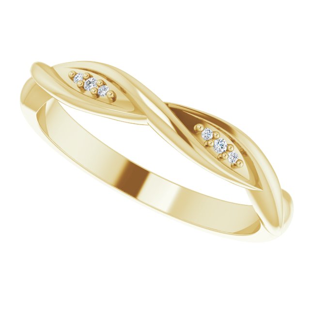 14K Yellow .02 CTW Natural Diamond Stackable Twisted Ring