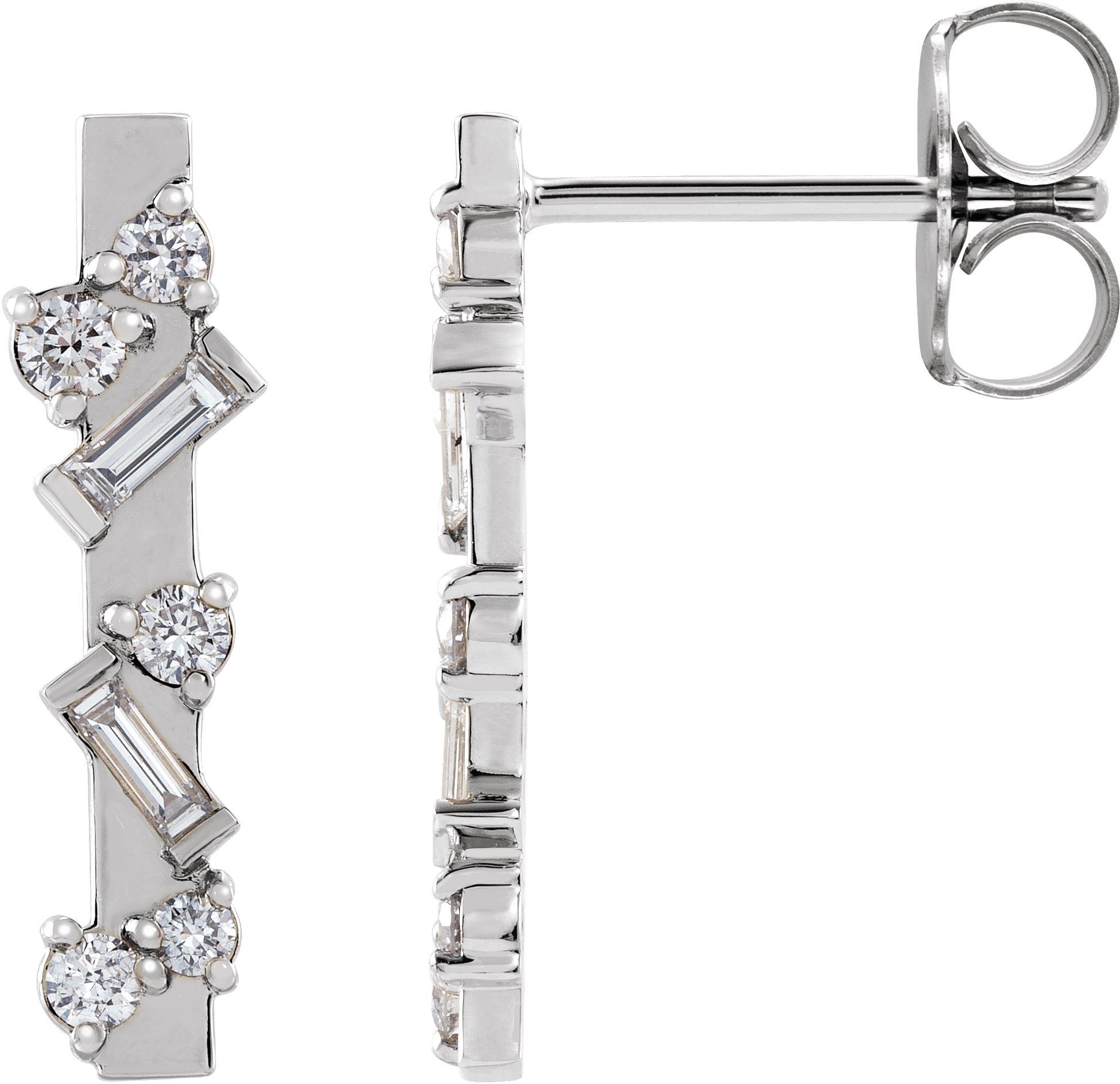 14K White 1/4 CTW Natural Diamond Scattered Bar Earrings