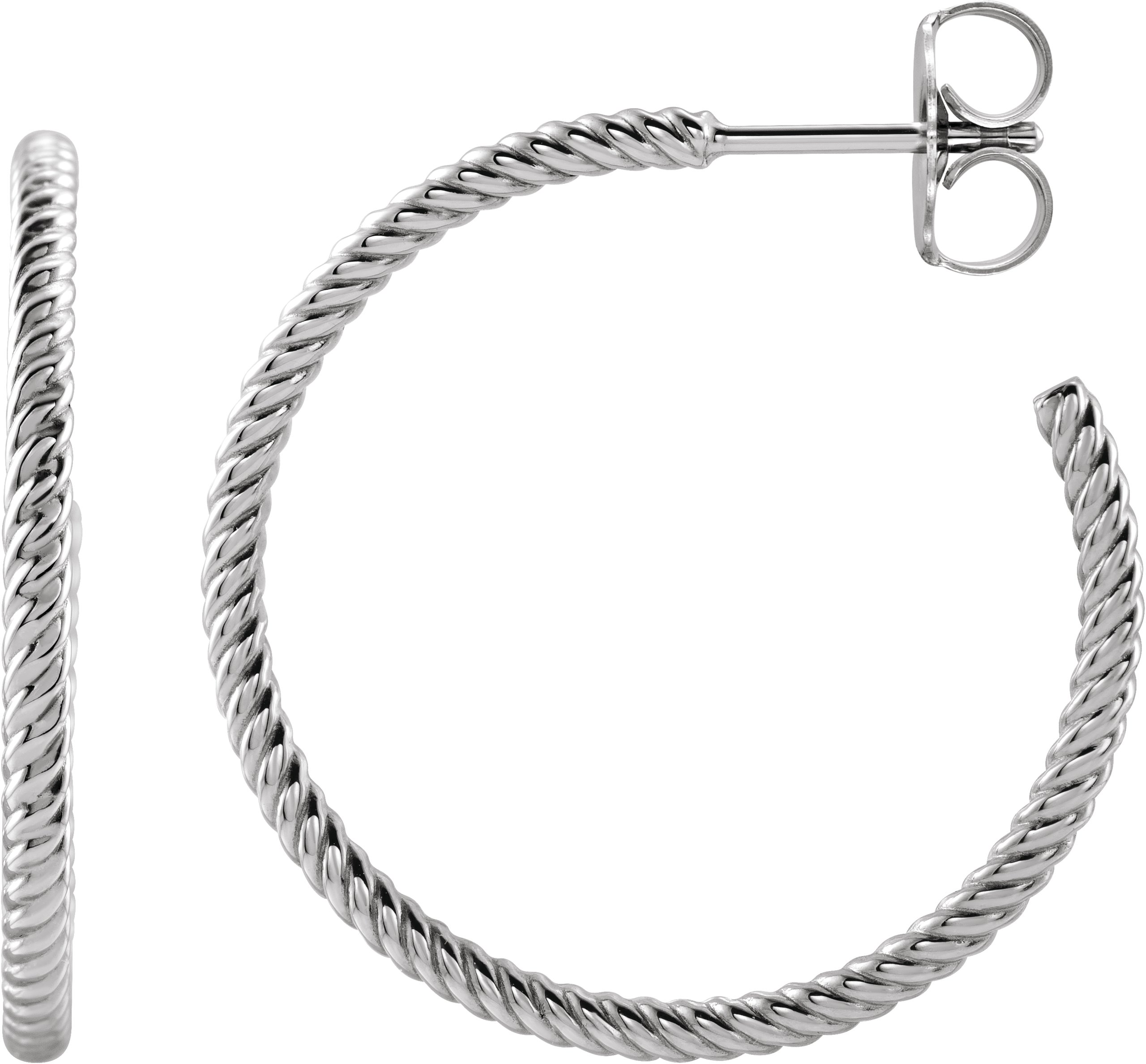 Sterling Silver Rope 25 mm Hoop Earrings