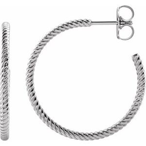 14K White Rope 25 mm Hoop Earrings