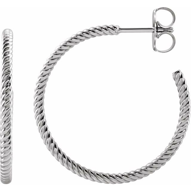 Sterling Silver 25 mm Rope Hoop Earrings
