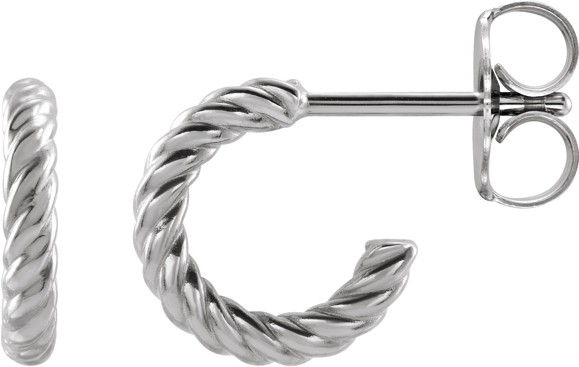 Sterling Silver Rope 9 mm Hoop Earrings