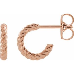 14K Rose 9 mm Rope Hoop Earrings
