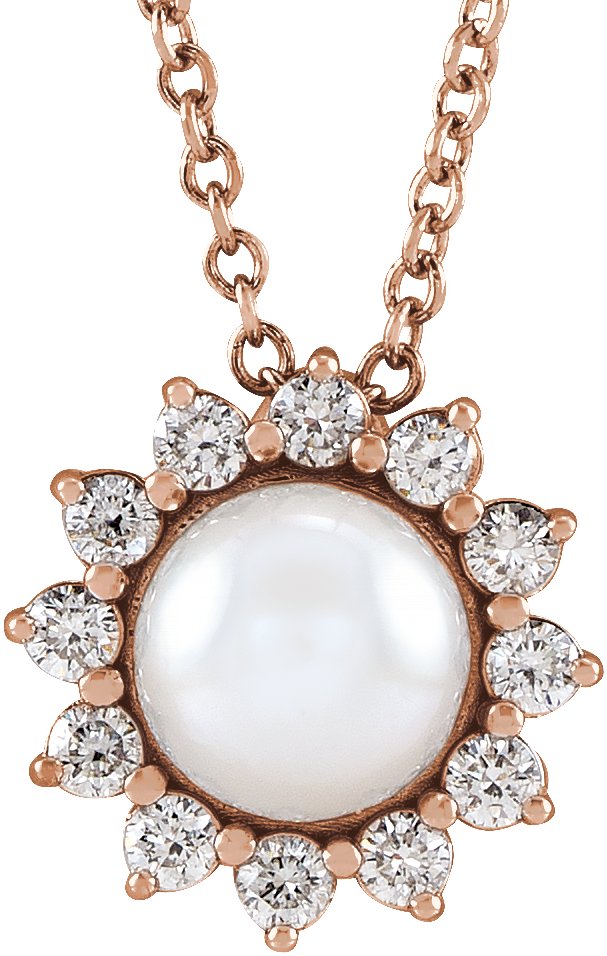Halo-Style Pearl Necklace or Pendant