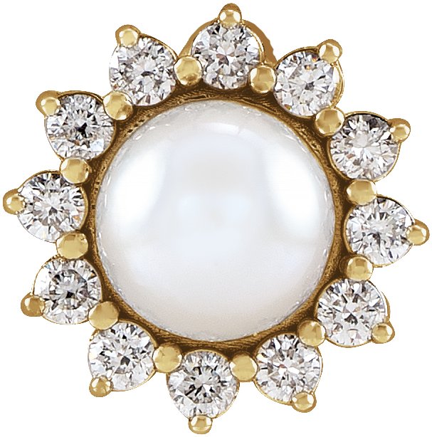 14K Yellow Akoya Cultured Pearl & 1/5 CTW Diamond Halo-Style Pendant