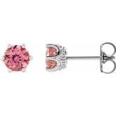 Round 6-Prong Accented Crown Stud Earrings