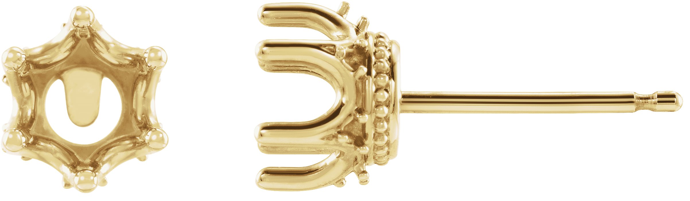 Round 6-Prong Accented Crown Stud Earrings