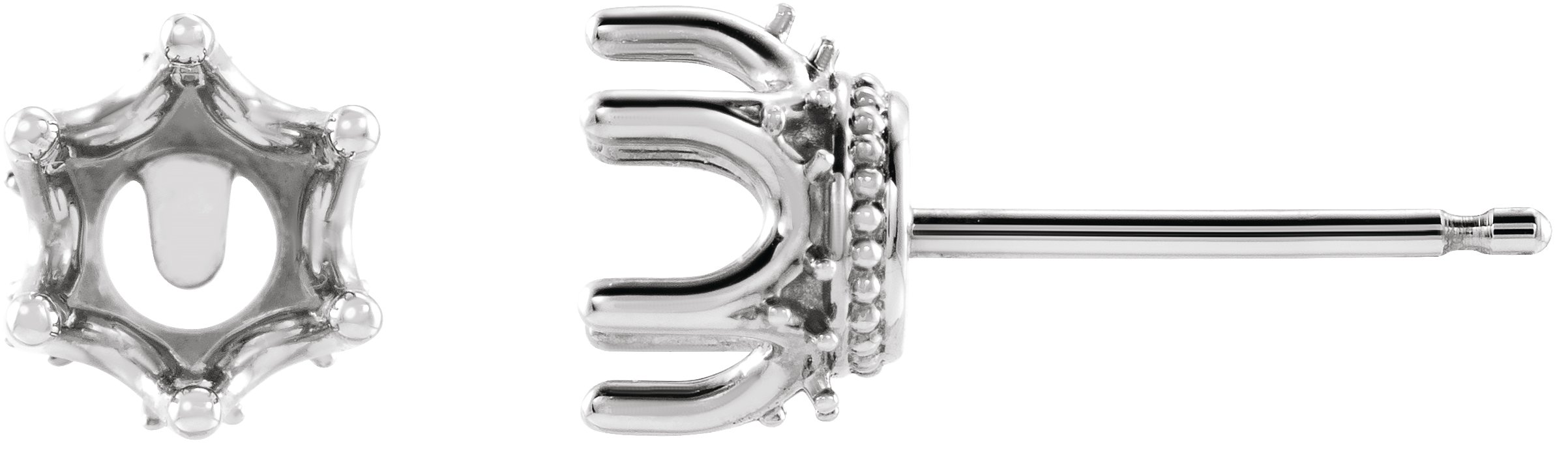 Round 6-Prong Accented Crown Stud Earrings