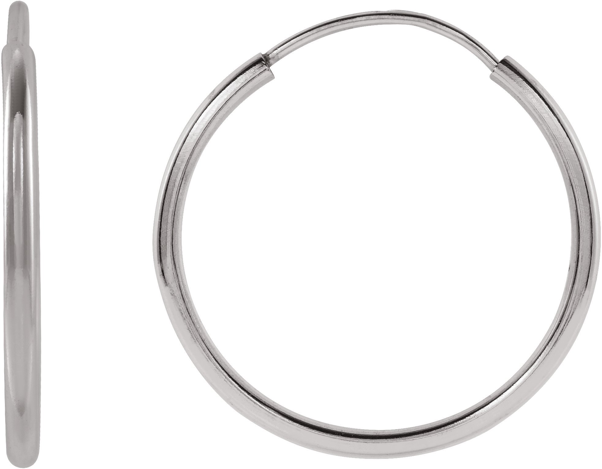 14K White 15 mm Flexible Endless Hoop Earrings Ref. 17393632