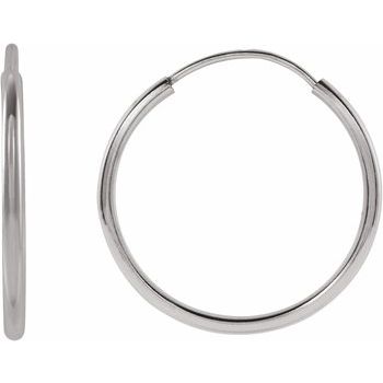 14K White 15 mm Flexible Endless Hoop Earrings Ref. 17393632