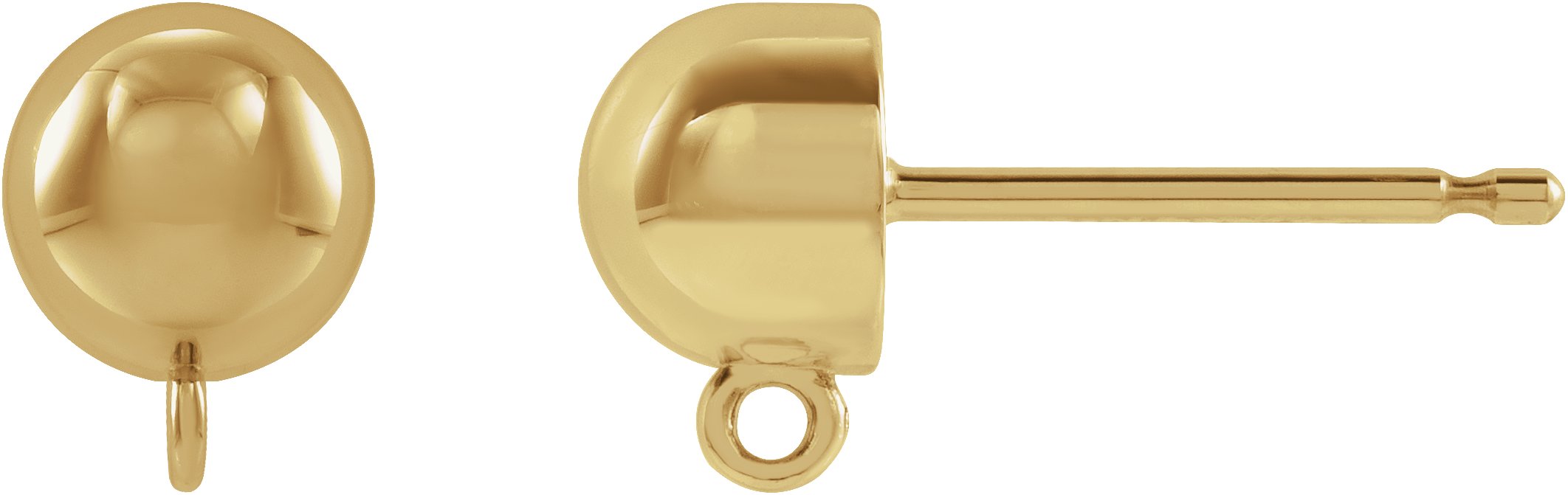 18K Yellow 5 mm Domed Ball Earring Top