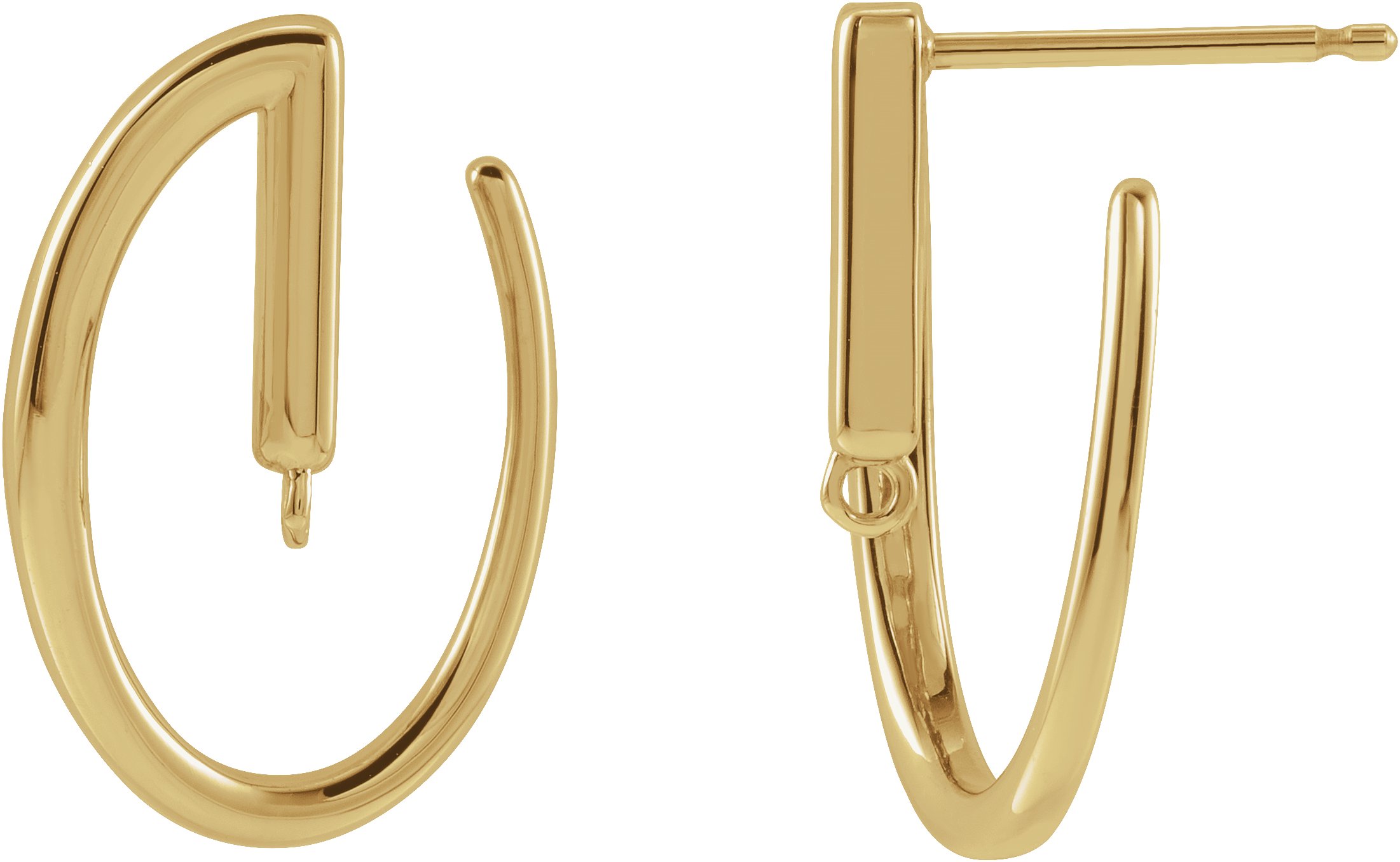 18K Yellow 17x11.4 mm Left Front-Facing Hoop Earring Top