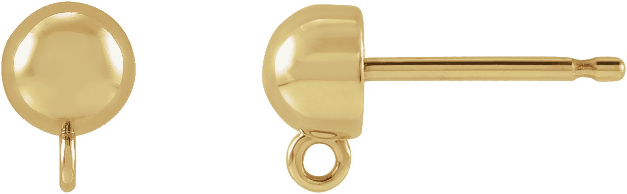 18K Yellow 4 mm Domed Ball Earring Top